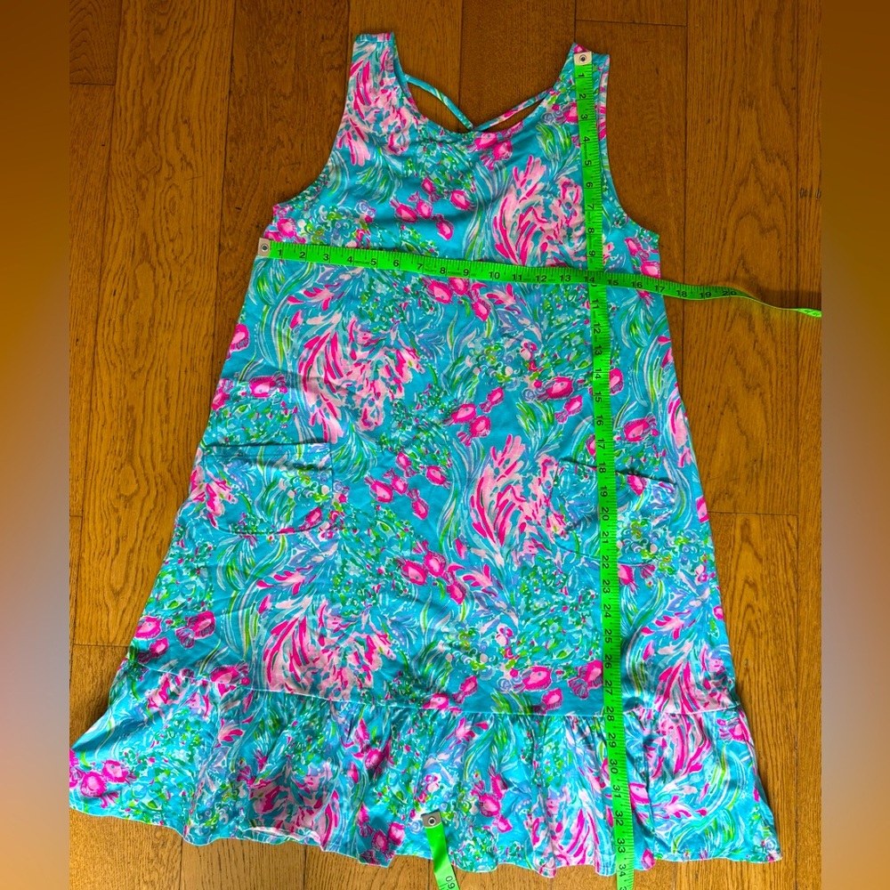 Lilly Pulitzer Kristen Flounce Swing Dress SZ S Amalfi Blue Best Fishes - Picture 15 of 15